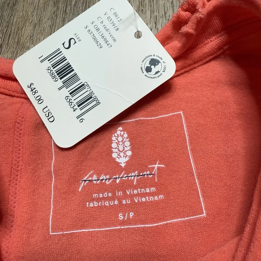 NWT free people fp movement coral‎ sleeveless tunic top with pockets S $48